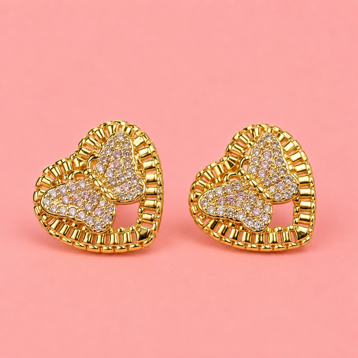 heart rolex butterfly earrings