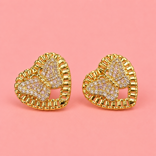 heart rolex butterfly earrings