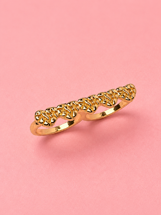 2 finger heart nugget ring