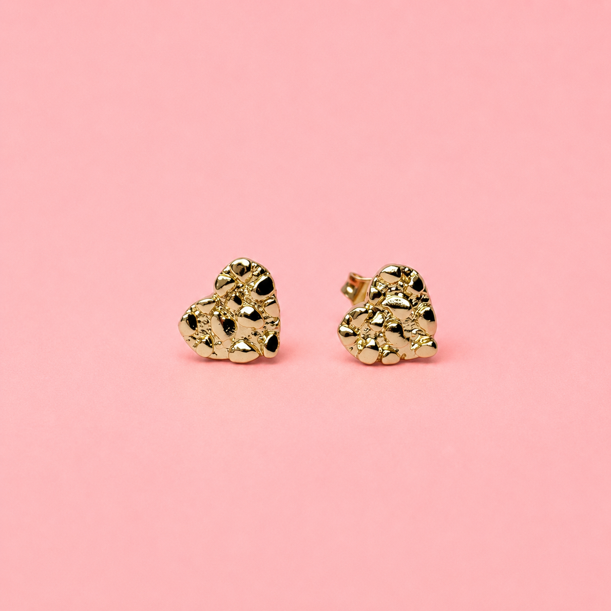 Gold Filled Heart Nugget Earrings